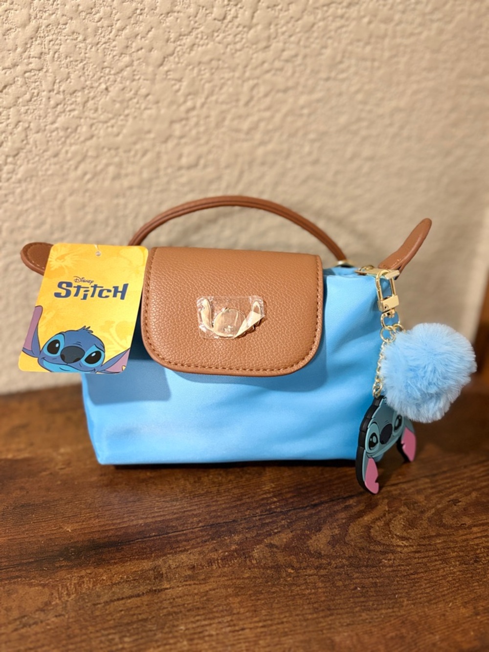 Viral Disney Stitch Mini Crossbody Bag Blue Nylon Tan Trim TJMaxx NWT